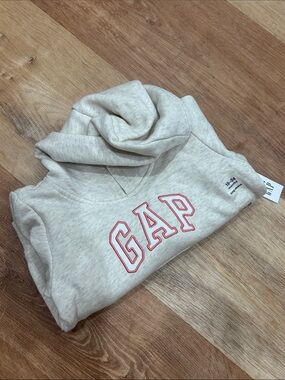 Gap Cream Hoodie with Pink-Outlined Logo